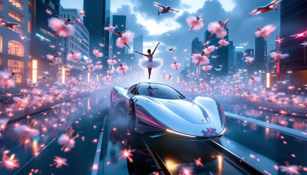 Moderne Interpretationen von Ballett mit innovativen Fahrzeugen.
